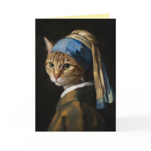 Carte de vœux Orange Tabby avec une perle d'oreill