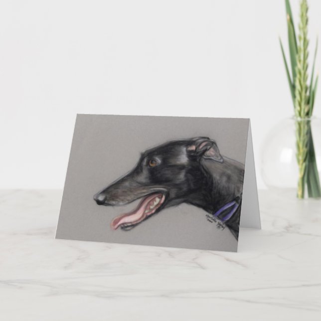 Carte de voeux originale d'art de chien de lévrier (Devant)