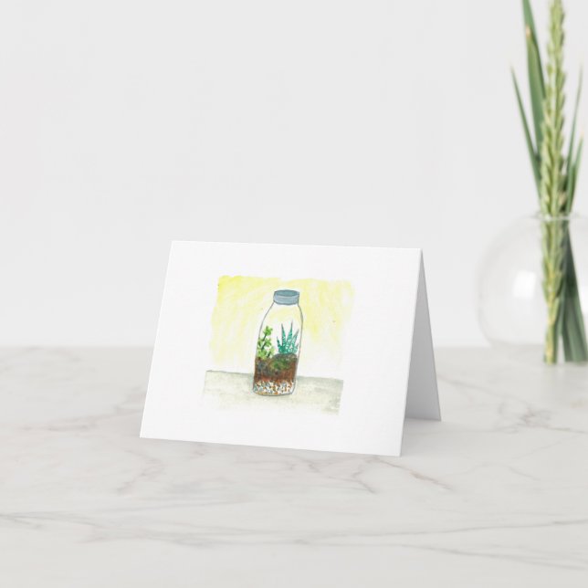 Carte de voeux originale de pot de mini-serre (Devant)