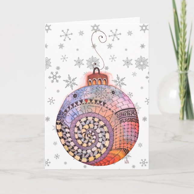 Carte de voeux ornemental de Noël Whimsical (Devant)