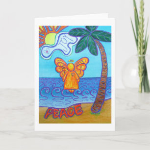 Carte de vœux ou de notes Ange de la plage Joie et