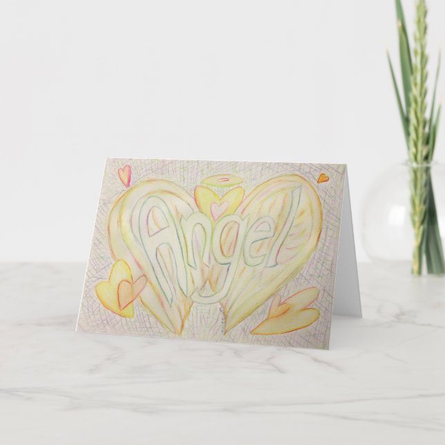 Carte de voeux ou de notes d'Art Angel Word Inspir (Devant)