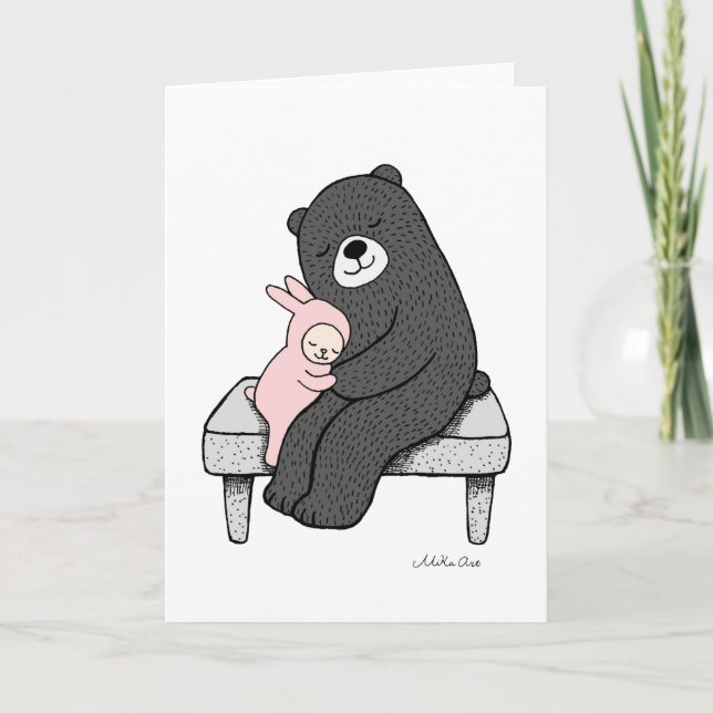 Carte de vœux Ours & Lapin Ours Lapin Amour Art (Devant)