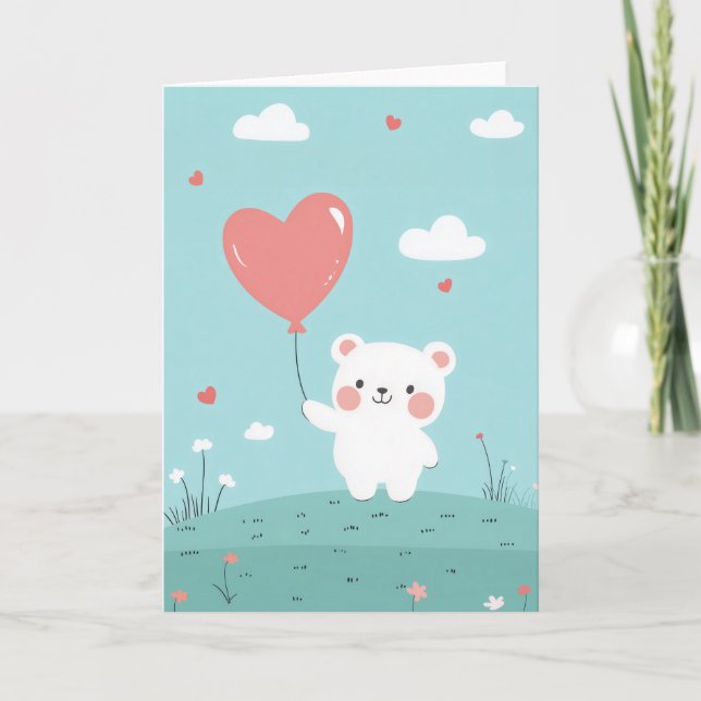 Carte de vœux ours mignon d'amour (Devant)