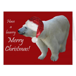 Carte de voeux Ours polaire de Noël Père Noël