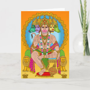 Carte de voeux Panchmukhi Hanuman   Hindu Lord Han