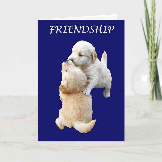 Carte de voeux papier d'amitié, Chiots (Devant)