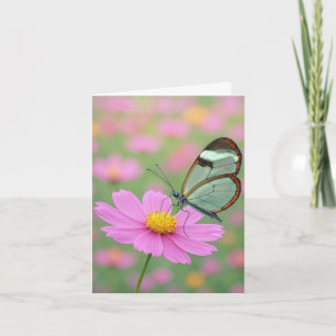Carte de vœux Papillon aux ailes de verre sur une 