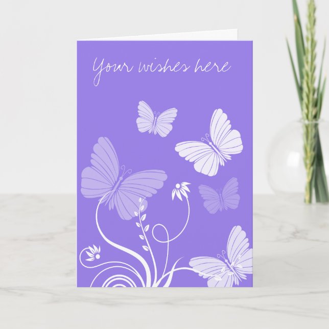 Carte de vœux papillons violets (Devant)