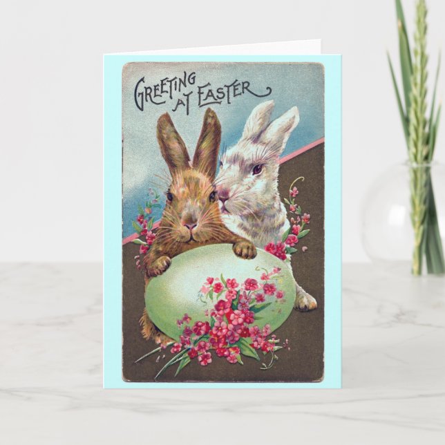 Carte de voeux Pâques Bunnies vintages (Devant)