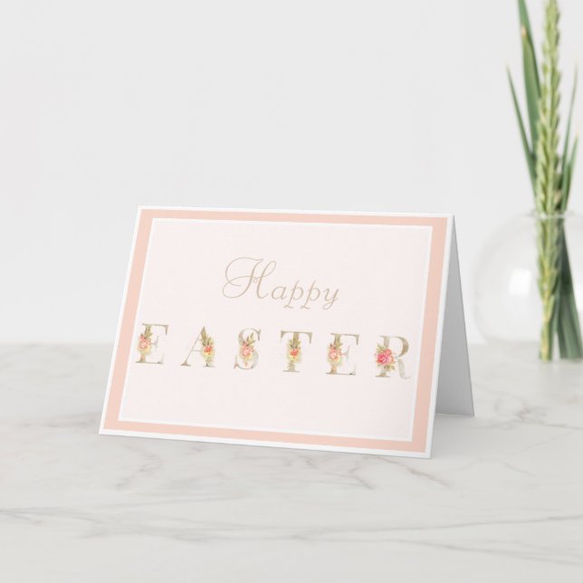 Carte de voeux Pâques Pink Floral (Devant)