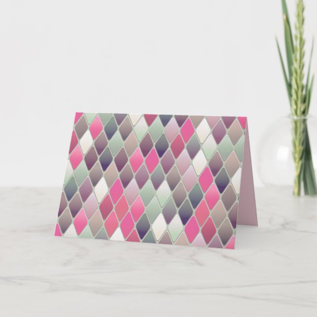 carte de voeux pastel losange vert rose (Devant)