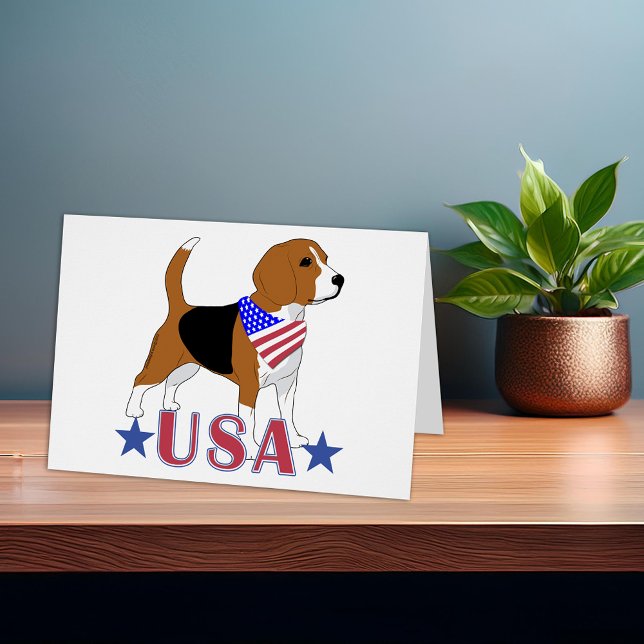 Carte de vœux patriotique du chien de berger améri (USA Beagle All American Dog Patriotic Note Card)