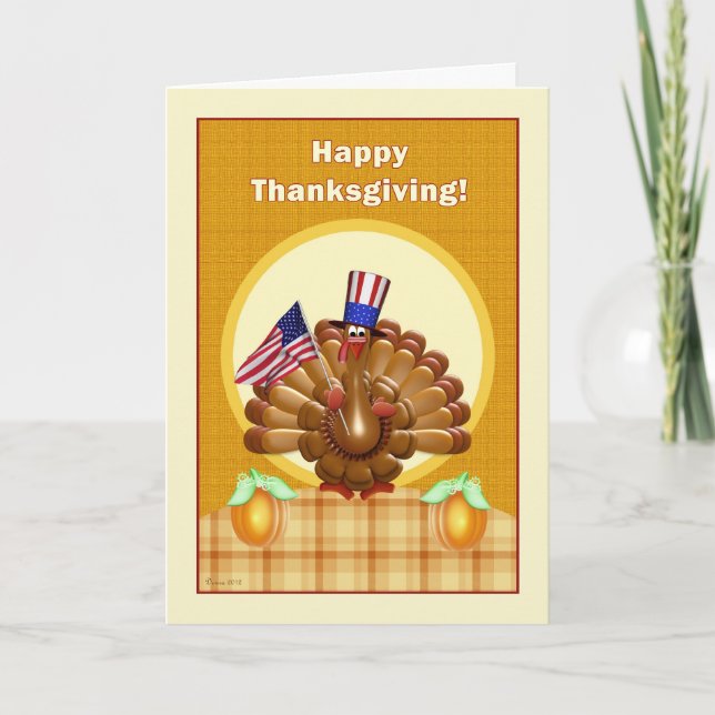Carte de voeux Patriotique Thanksgiving Turkey (Devant)