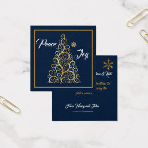 Carte de voeux Peace and Joy Navy et Gold Flat