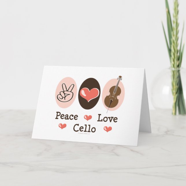 Carte de voeux Peace Love Cello (Devant)