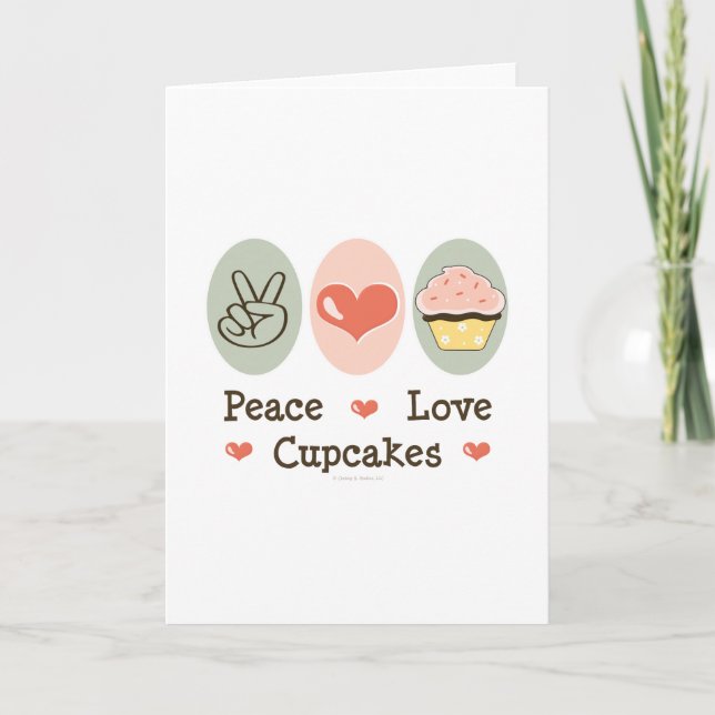 Carte de voeux Peace Love Cupcakes (Devant)