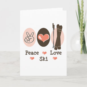 Carte de voeux Peace Love Ski
