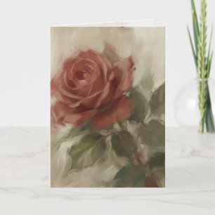 Carte de vœux "Peinture à l'huile de rose unique"