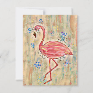 Carte de voeux Peinture Flamant rose Personnalisez