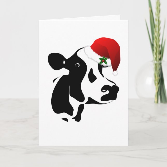 Carte de voeux Père Noël Cow Christmas Card (Devant)