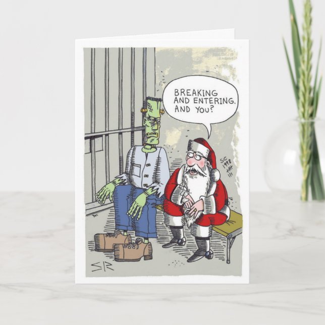 Carte de voeux père Noël in Jail (Devant)