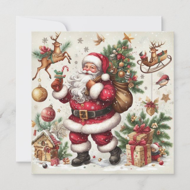 Carte de voeux père Noël Joyeux Noël (Devant)