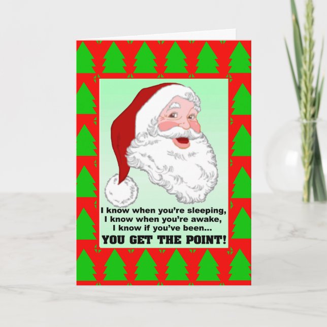 Carte de voeux père Noël Knows (Devant)