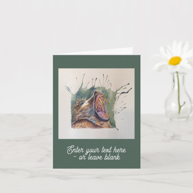 Carte de voeux personnalisable Barking Baboon (Petite plante)