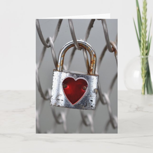 Carte de voeux personnalisable de serrure d'amour (Devant)