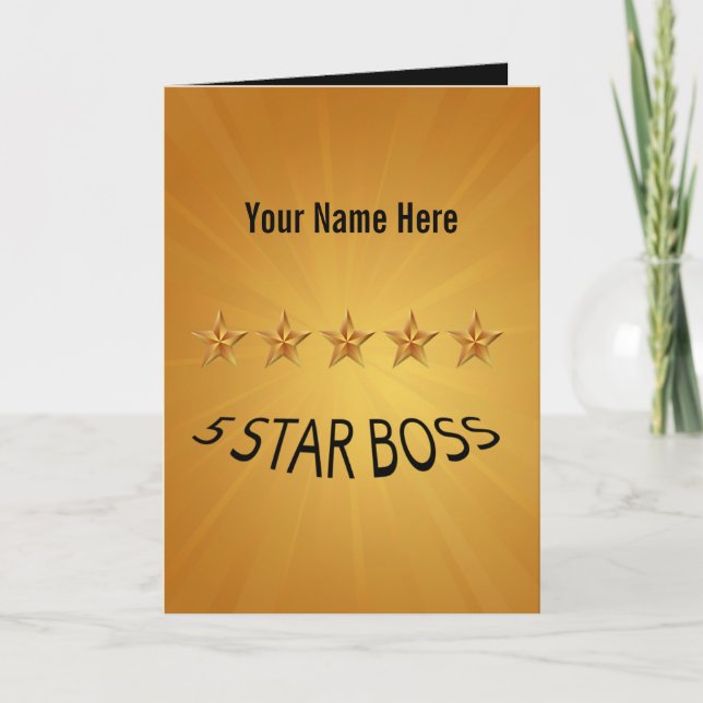Carte de voeux personnalisée 5 étoiles Boss Day Fi (Devant)