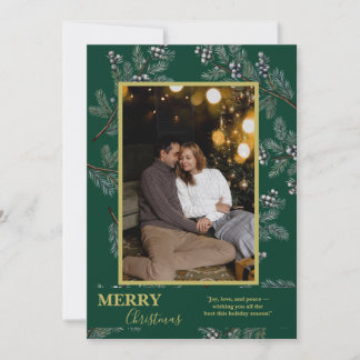 Carte de vœux personnalisée avec verdure de Noël