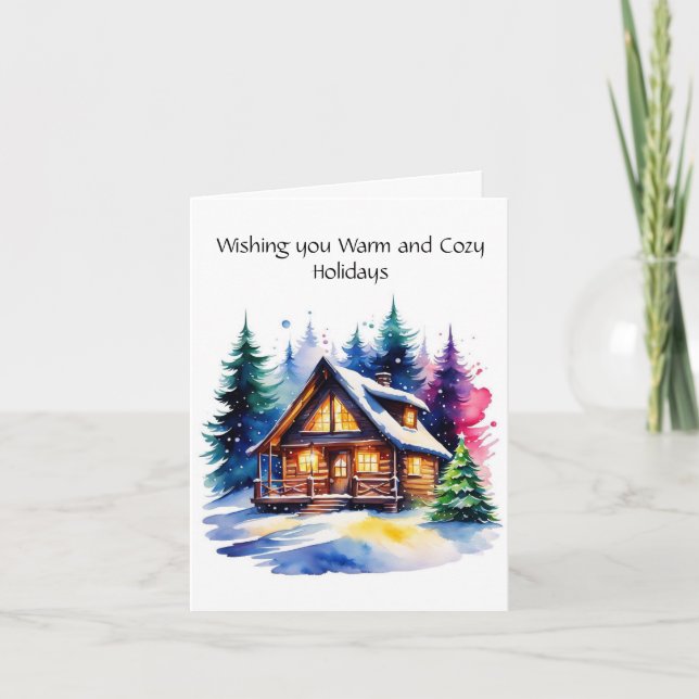 Carte de vœux personnalisée Cabane Cosy (Devant)