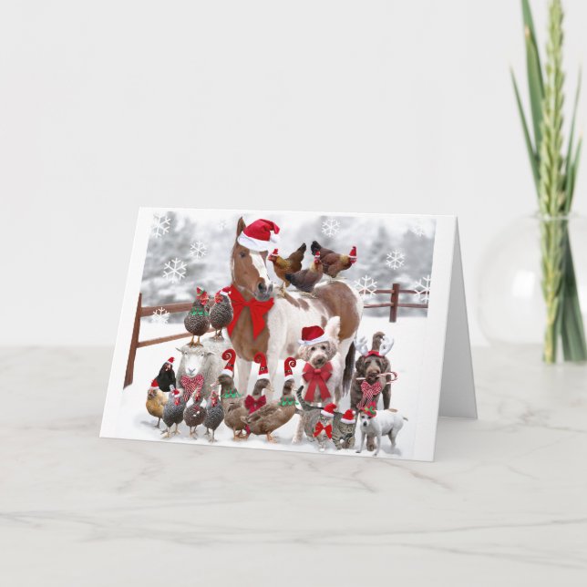 Carte de voeux PERSONNALISÉE DE NOËL ANIMAUX DE FE (Devant)
