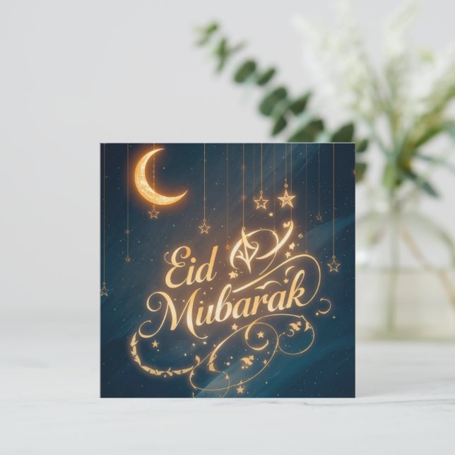 Carte de vœux personnalisée Eid Mubarak moderne (Debout devant)