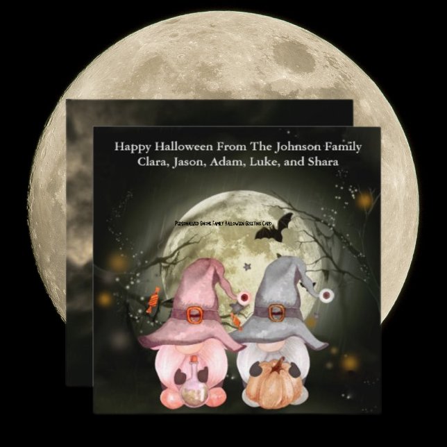 Carte de voeux personnalisée Gnome Family Hallowee (Personalized Gnome Family Halloween Greeting Card)