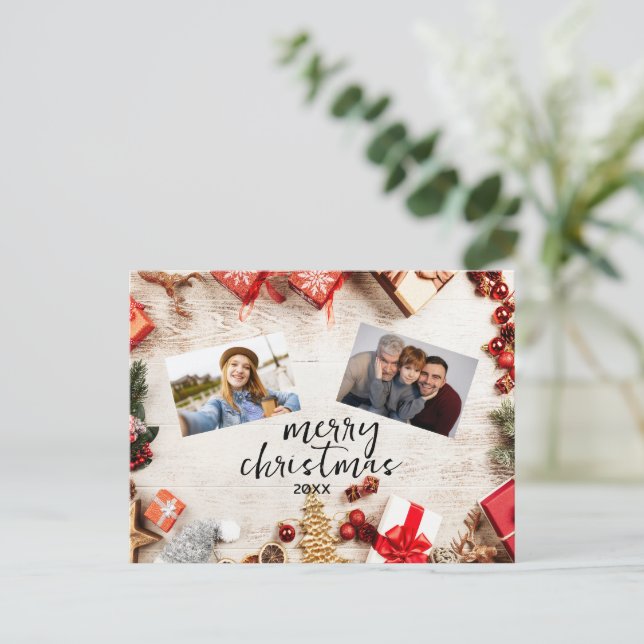 Carte de Vœux Personnalisée - Noël avec Photo sur  (Debout devant)