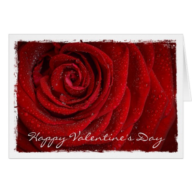 Carte de voeux personnalisée Red Rose moderne (Devant horizontal)