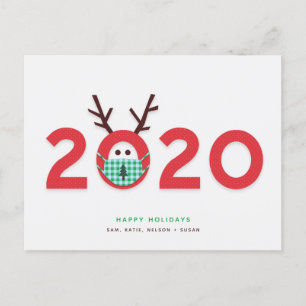 Carte de vœux personnalisée Renne masqué 2020