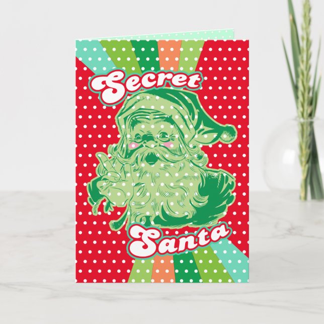 Carte de voeux personnalisée Secret Père Noël Pop  (Devant)