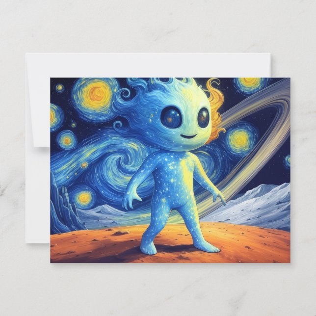 Carte de vœux Petit Alien Spatial (Devant)