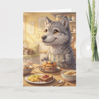 Carte de vœux petit déjeuner Loup Mignon