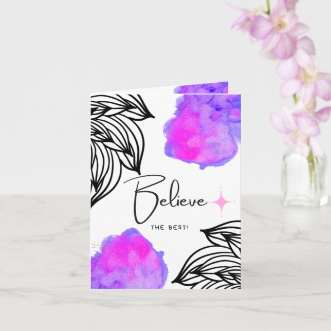 Carte de voeux, petite, 4 po x 5,6 po pliée (Orchidée)