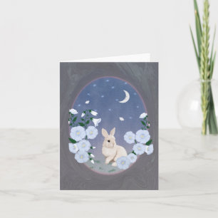 Carte de vœux petite lapin de jardin au clair de l