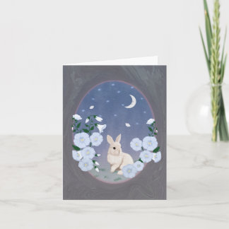 Carte de vœux petite lapin de jardin au clair de l