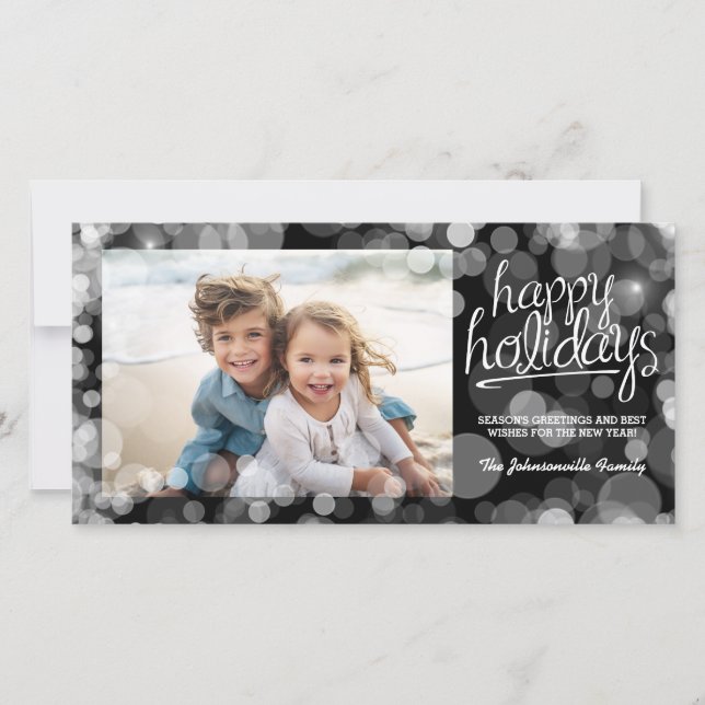 Carte de vœux photo Bokeh Happy Holidays : style m (Devant)