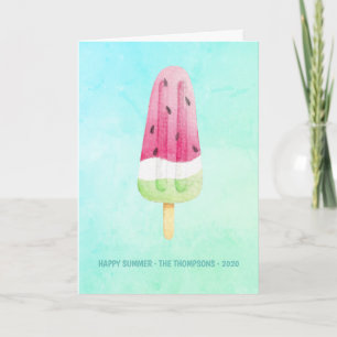 Carte de vœux photo de famille d'été au popsicle a