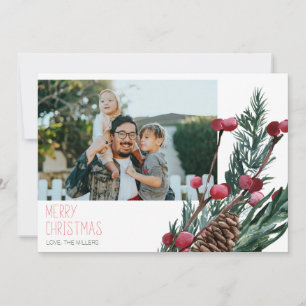 Carte de vœux photo de Noël avec baies et pomme de