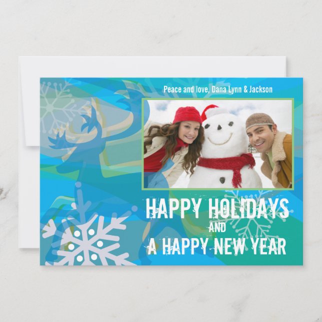 Carte de voeux photo de vacances Reindeer & Snowfl (Devant)