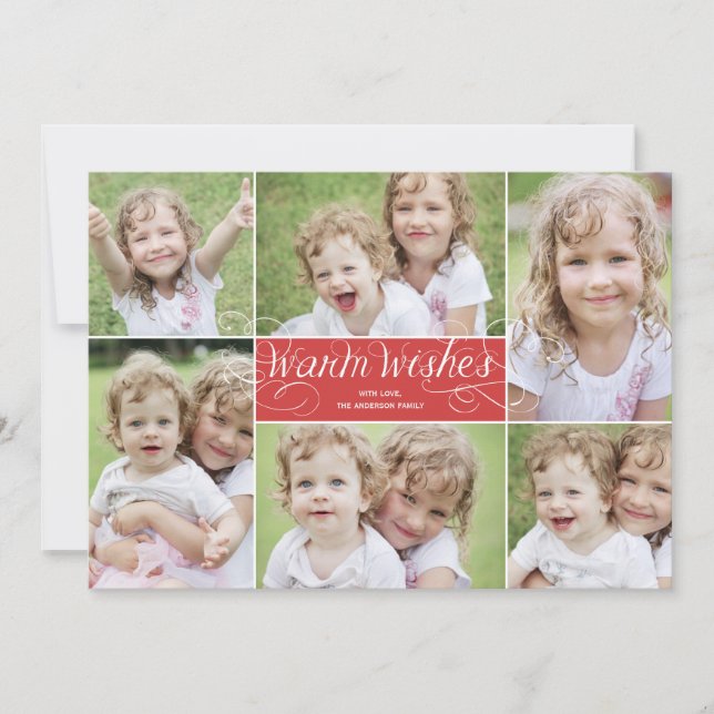 Carte de vœux photo de vacances - Rouge (Devant)